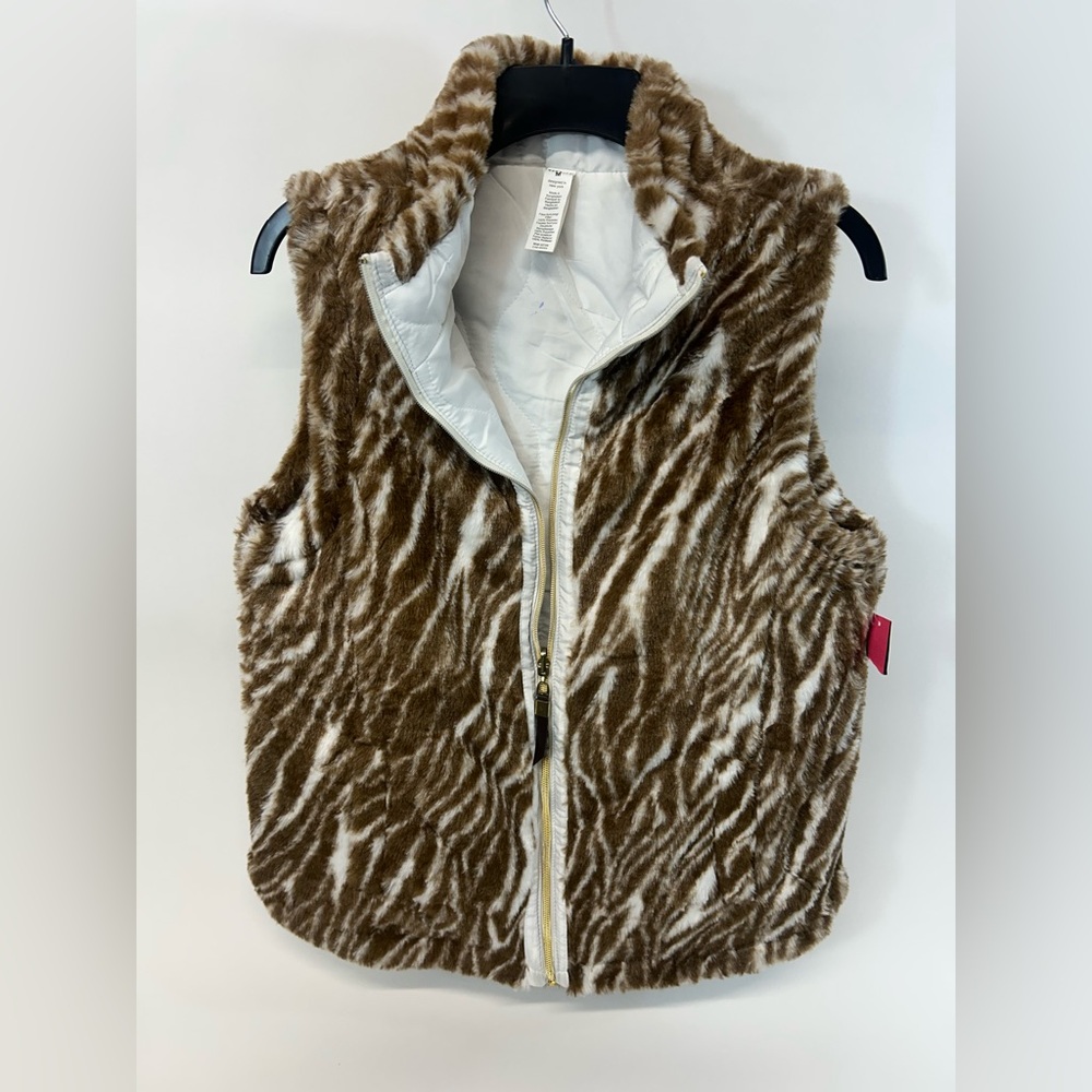 NWT Teezher women’s warm Brown Zebra Print Medium size Vest
